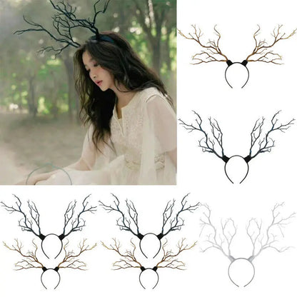 Christmas Party Reindeer Antlers Lovely Headband Cosplay Hairband Women Deer Horn Tree Branch Halloween Hair Hoop Headband