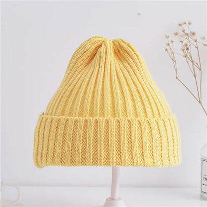 Baby Kids Ribbed Knitted Beanie Hats For Girls Boys Casual Toddlers Windproof Cap 6M-4Years Baby Photography Props Accessories