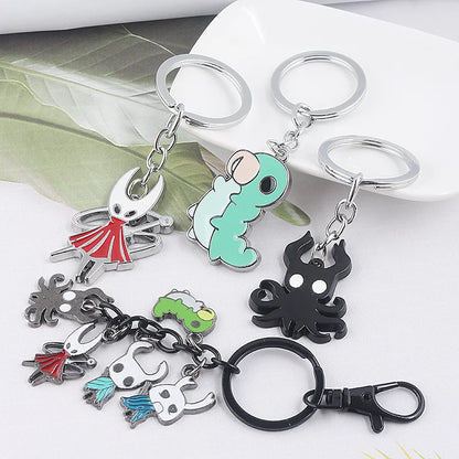 Hollow Knight Metal Characters Keychain The Knight Octopus Grub Hornet Pendant Key Chain for Women Men Key Holder Jewelry