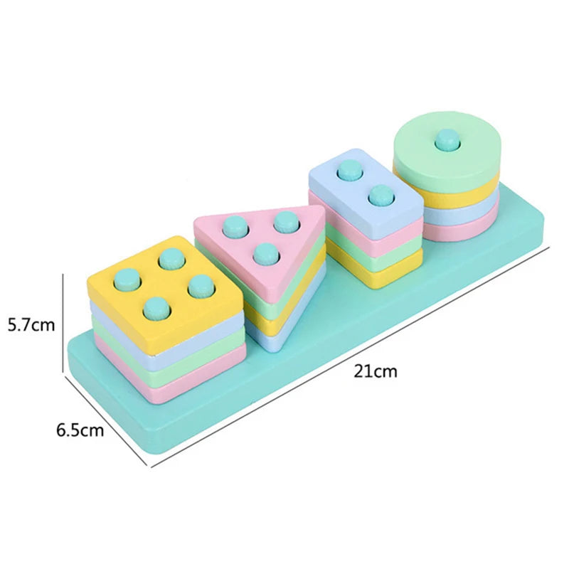 Montessori Toy Wooden Building Blocks Early Learning Educational Toys Color Shape Match Kids Puzzle Toys For Children Boys Girls