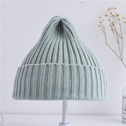 Baby Kids Ribbed Knitted Beanie Hats For Girls Boys Casual Toddlers Windproof Cap 6M-4Years Baby Photography Props Accessories
