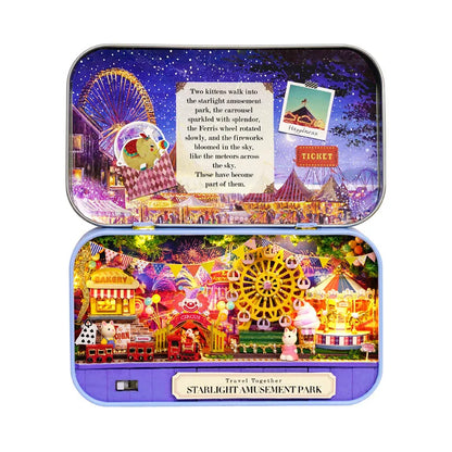 Box Theater DollHouses Wooden Doll House Miniature Home Nostalgic Theme DollHouse Furniture Accessories Toys For Gifts