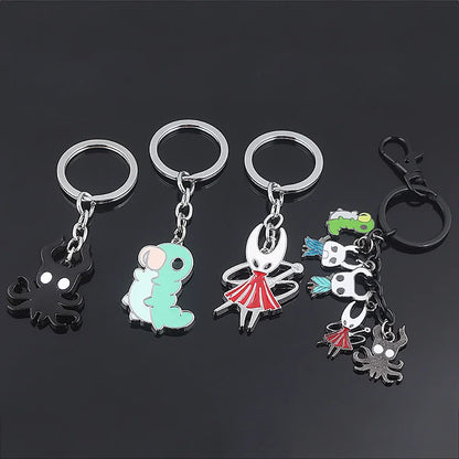 Hollow Knight Metal Characters Keychain The Knight Octopus Grub Hornet Pendant Key Chain for Women Men Key Holder Jewelry