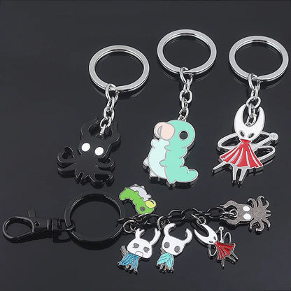 Hollow Knight Metal Characters Keychain The Knight Octopus Grub Hornet Pendant Key Chain for Women Men Key Holder Jewelry