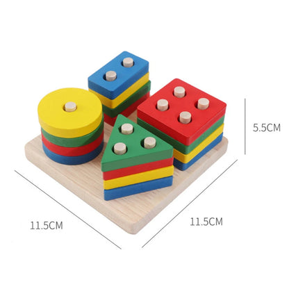 Montessori Toy Wooden Building Blocks Early Learning Educational Toys Color Shape Match Kids Puzzle Toys For Children Boys Girls