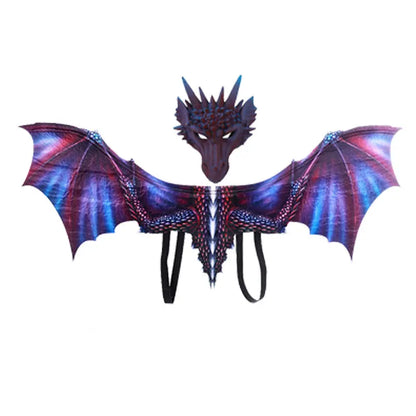 Adult Halloween Decoration Carnival Party Animal Costume Dragon Cosplay Masquerade Face Mask and Wings