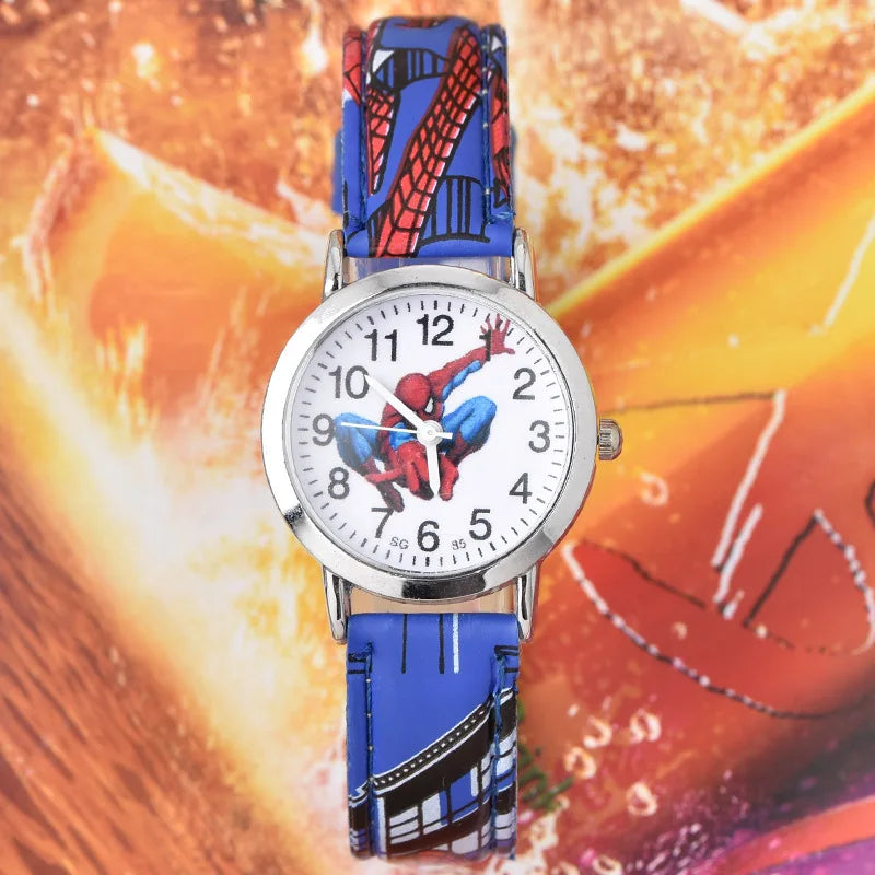 Disney SpiderMan Watch Cute Cartoon Watch Kids Watches Boys Christmas Gift  Leather Quartz Watch