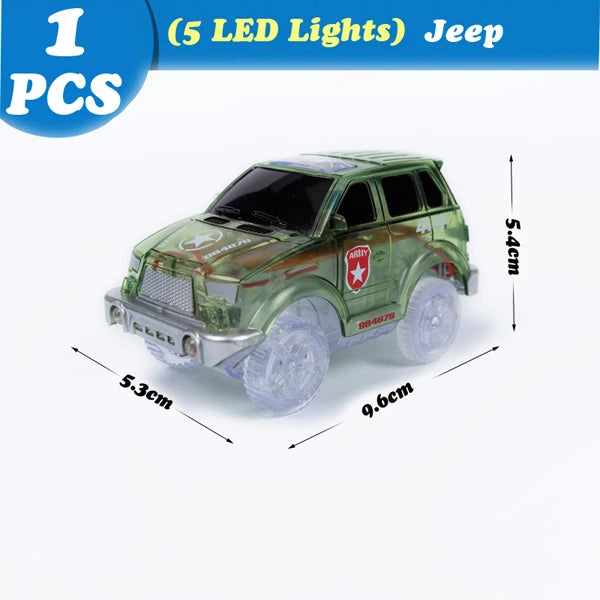 Magical Glowing Race Track Car Toy Vehicle LED Light Electronics Car Tracks Toy Parts Car for Children Boys Gilrs Birthday Gift