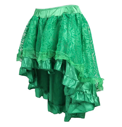 Skirts Womens Burlesque Corset Skirt High Waist Multilayer Lace Victorian Costumes Gothic Steampunk Skirt Matching Corset Black