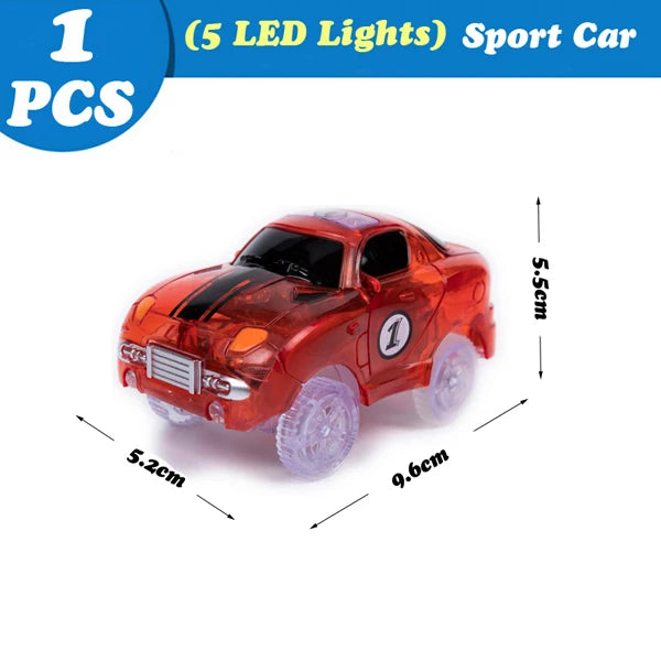 Magical Glowing Race Track Car Toy Vehicle LED Light Electronics Car Tracks Toy Parts Car for Children Boys Gilrs Birthday Gift
