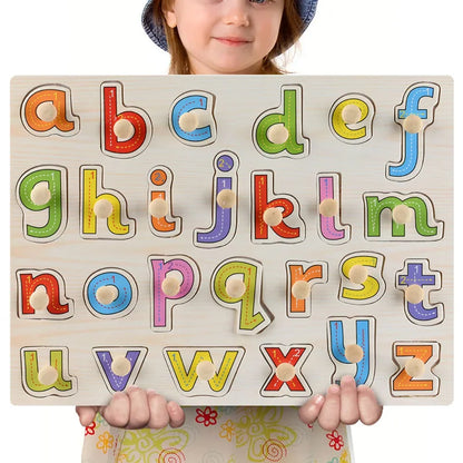 Montessori Wooden Puzzles Hand Grab Boards Toys Tangram Jigsaw Baby Educational Toys Cartoon Vehicle Animals Fruits 3D Puzzles