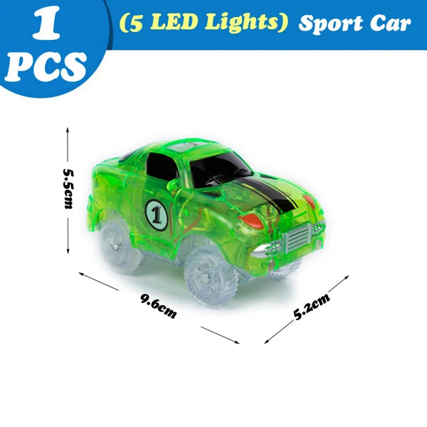Magical Glowing Race Track Car Toy Vehicle LED Light Electronics Car Tracks Toy Parts Car for Children Boys Gilrs Birthday Gift