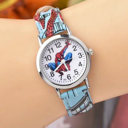 Disney SpiderMan Watch Cute Cartoon Watch Kids Watches Boys Christmas Gift  Leather Quartz Watch