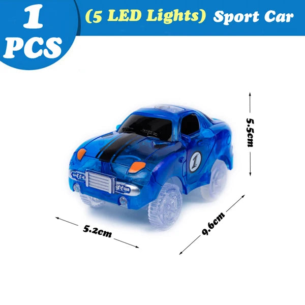 Magical Glowing Race Track Car Toy Vehicle LED Light Electronics Car Tracks Toy Parts Car for Children Boys Gilrs Birthday Gift