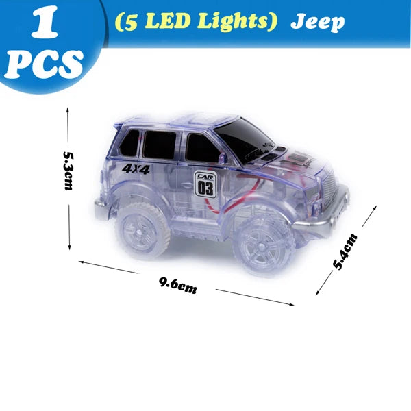 Magical Glowing Race Track Car Toy Vehicle LED Light Electronics Car Tracks Toy Parts Car for Children Boys Gilrs Birthday Gift