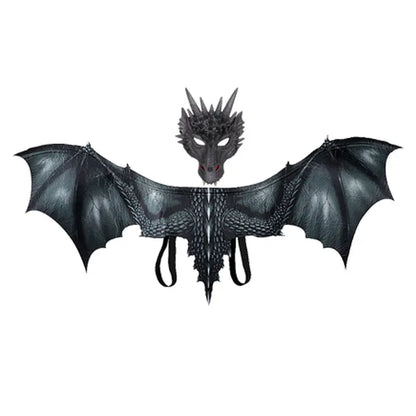Adult Halloween Decoration Carnival Party Animal Costume Dragon Cosplay Masquerade Face Mask and Wings