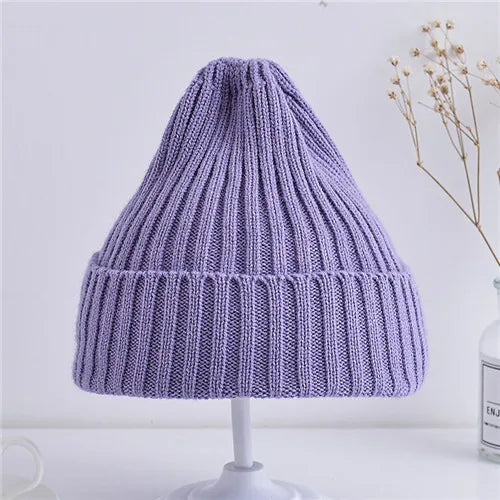 Baby Kids Ribbed Knitted Beanie Hats For Girls Boys Casual Toddlers Windproof Cap 6M-4Years Baby Photography Props Accessories