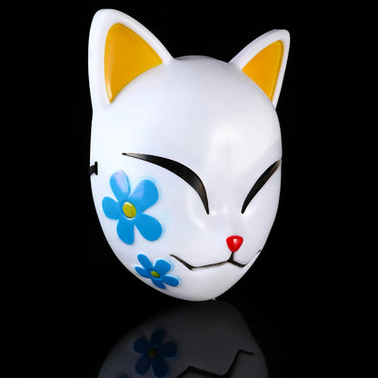 Japanese Anime Demon Fox Mask Cosplay Sabito Makomo Tanjiro Thicken Plastic Animal Masks Halloween Party Costume Props Deluxe