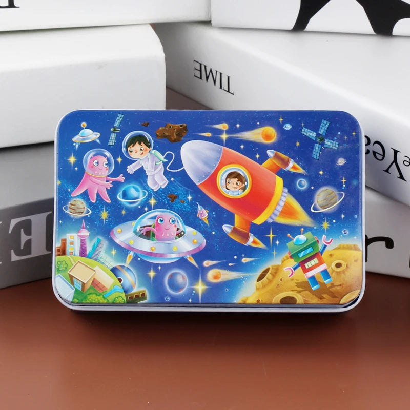 New Children 60 Pieces Wooden Puzzle Kids Cartoon Animal Vehicle Wood Toy Jigsaw Baby Early Educational For Christmas Gift Toys