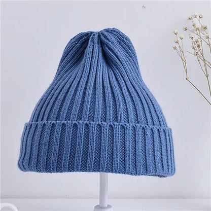 Baby Kids Ribbed Knitted Beanie Hats For Girls Boys Casual Toddlers Windproof Cap 6M-4Years Baby Photography Props Accessories