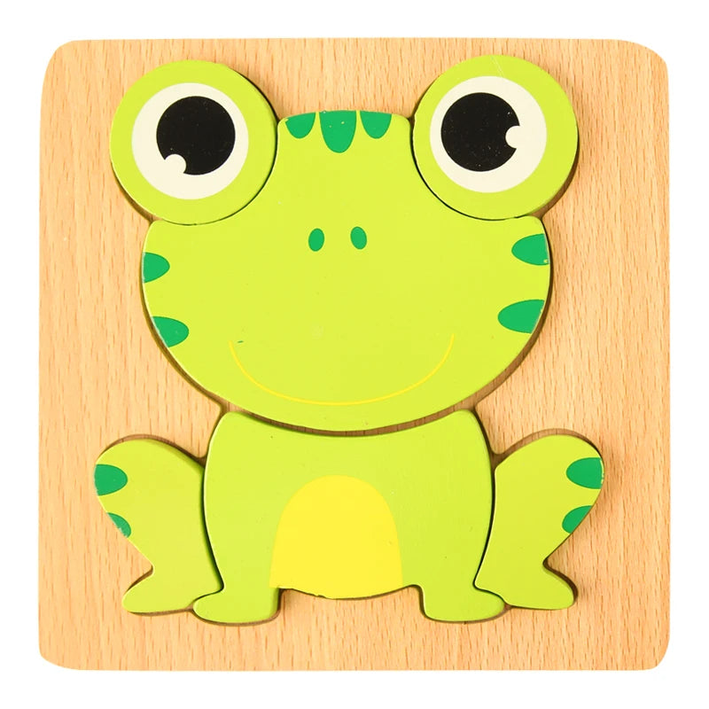 High Quality 3D Wooden Puzzle Baby Cartoon Animal Traffic Jigsaw  Early Learning Cognition Game Puzzle Toys for Children