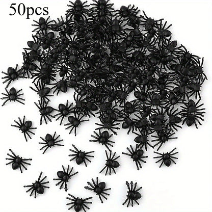 100/50pcs Realistic Spider Christmas Halloween Decoration Plastic Mini Spider Black Scary Spider Prank Haunted House Decorations