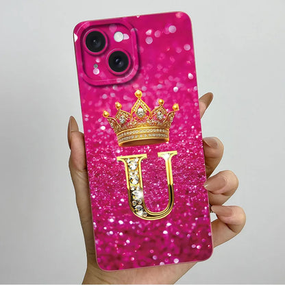For Apple iPhone 15 Plus Case iPhone15 Pro Crown Letter Cover Soft Liquid Phone Case For iPhone 15 Pro Max iPhone15 Fundas Coque