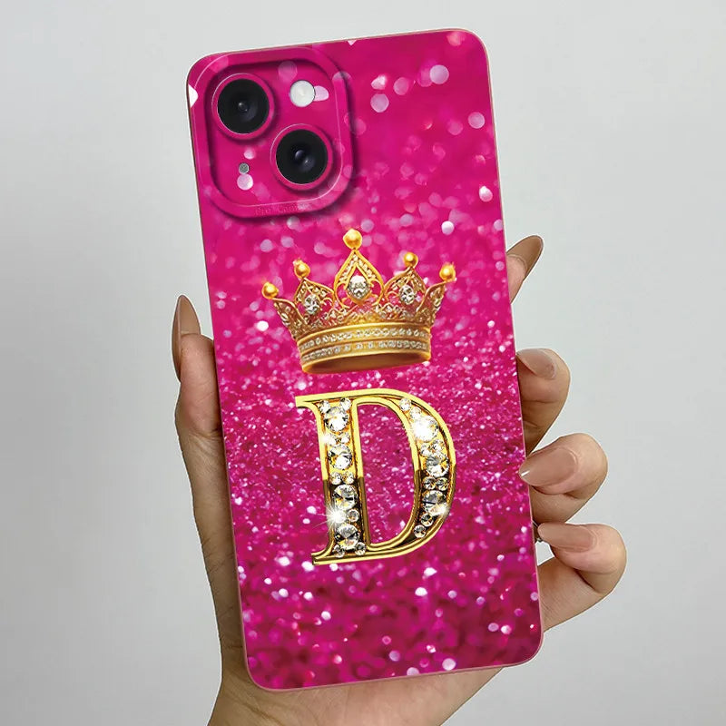 For Apple iPhone 15 Plus Case iPhone15 Pro Crown Letter Cover Soft Liquid Phone Case For iPhone 15 Pro Max iPhone15 Fundas Coque