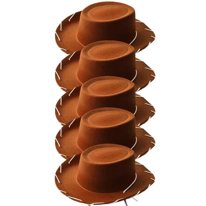 Brown Red Cowboy Western Hats and Bandanas for Kids Costume Hat Accessories for Toddler Child Theme Birthday Party Halloween