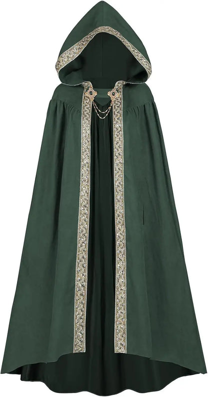 Halloween Retro Pastoral Ribbon Edge Hooded Cloak Medieval Renaissance Lace Cloak Anime Costume Carnival Party Cosplay Jacket