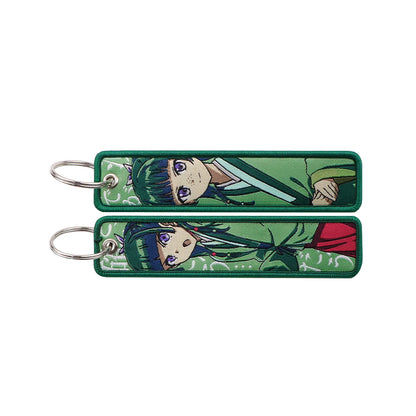 Popular Anime Character Embroidery Keychain Cool Cartoon Key Tag Motorcycles Cars Backpack Chaveiro Fashion Keyring Friend Gifts