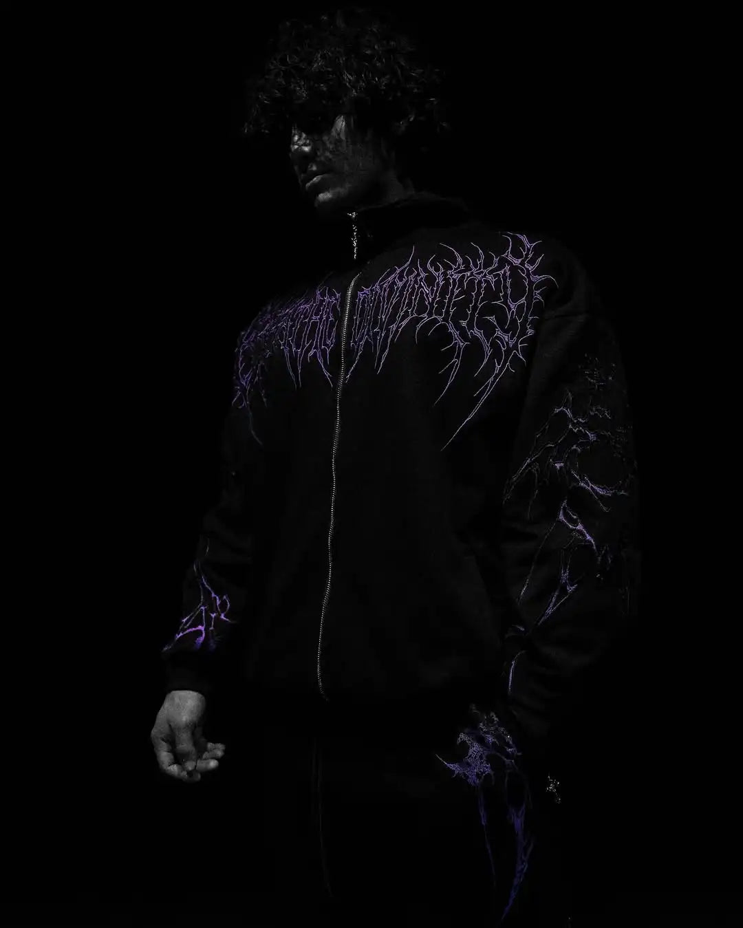 Men's Gothic Streetwear Zip-Up Hoodie Black Edgy Urban Athletic Dark Style Casual Oversized Pullover Sweatshirt with Zipper