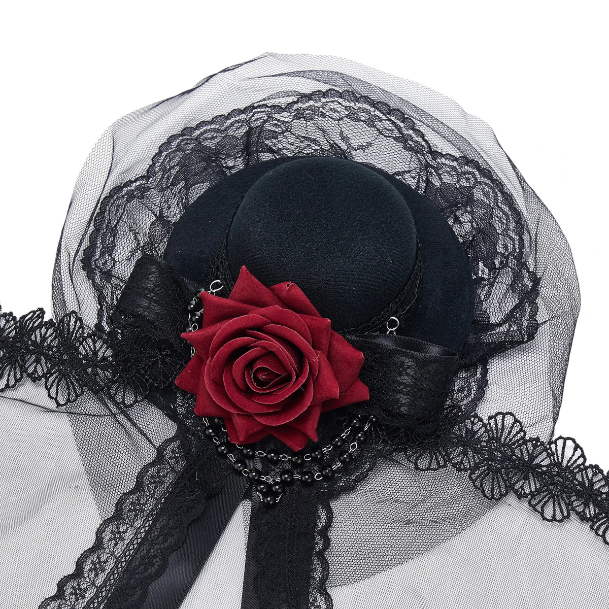 Gothic Veil Rose Mini Top Hat Black or White Elegant Fashion Hat for Daily Wear Halloween Thanksgiving Gift