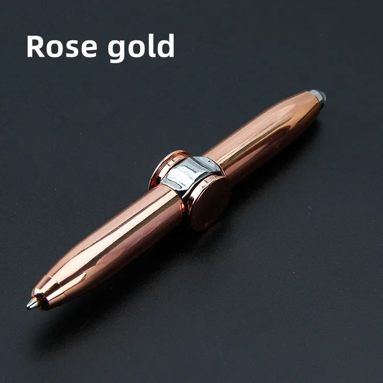 Multifunctional Decompression Finger Rotate Luminous Gyro Pens Toy Fidgets Spinner LED Light Ballpoint Pen Metal Gyro Pen Gift