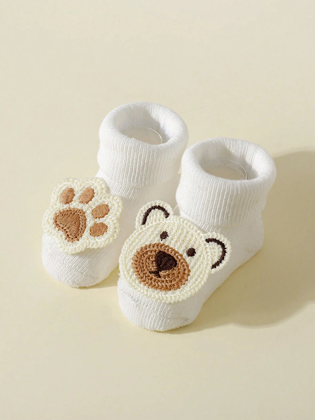 4 Pairs Baby Cute Cartoon Bear Socks, Baby Non-Slip Soft Cotton Socks Ankle Socks for 0-12 Month Newborn Toddler Boys and Girls