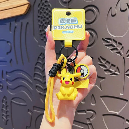 Genuine Pokemon Keychain Pikachu Gengar Sylveon Sprigatito Quaxly Fuecoco Anime Action Figure Toy Keyring Fragrance Pendant Gift
