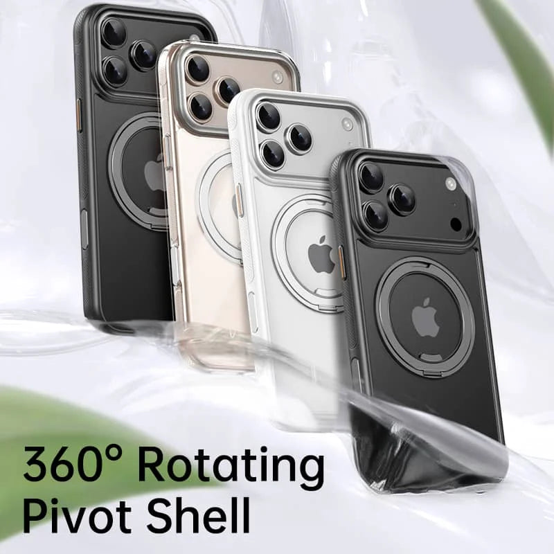 360 Spin Magnetic Stand (Pro-Version) for iPhone 17 Pro Max 17 Air Case (Compatible with Magnetic) Matte Translucent Shockproof