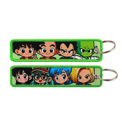 Popular Anime Character Embroidery Keychain Cool Cartoon Key Tag Motorcycles Cars Backpack Chaveiro Fashion Keyring Friend Gifts
