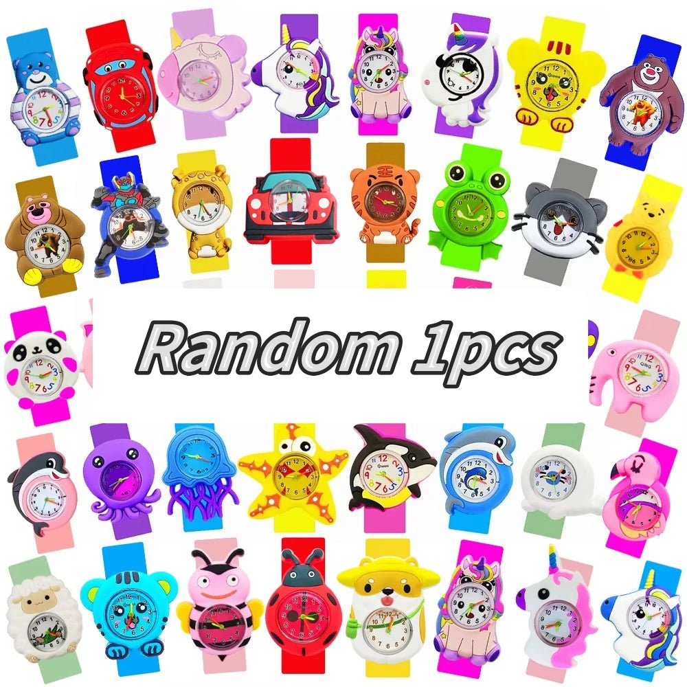 Cartoon Children Watches Baby Study Look The Time Toy Bracelet Kids Slap Watch for Boys Girls Birthday and Christmas Gift Clock