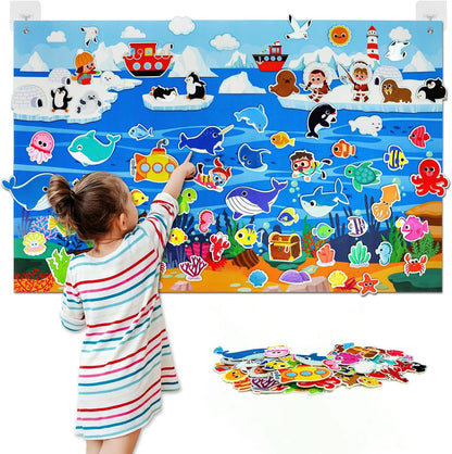 Farm Animals Felt Story Board Set Storytelling Early Learning Interactive Play Kit Wall Hanging Puzzle Toys for Toddlers Gifts