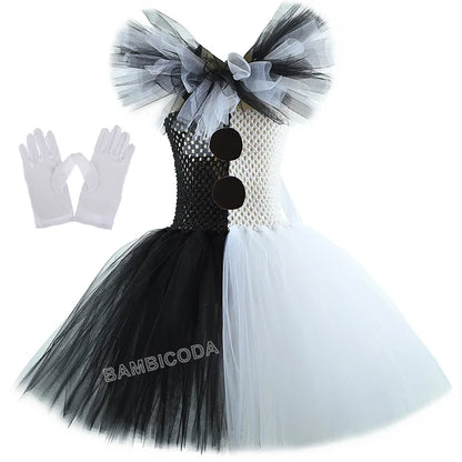 The Clown Costume Terrifier Art Girl Black White Fancy Tutu Dress Horror Joker Dress for Girls Halloween Carnival Party Costumes