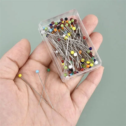 100Pcs/Box 38mm Sewing Pins Glass Head Dressmaking Pins Quilting Pins Pearl Heads For DIY Embroidery Sewing Positioning Tools