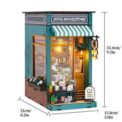 DIY Book Nook Kit Miniature Doll House With Furniture 3D Puzzle Model Building Wooden Bookshelf Bookend Toy Adults Birthday Gift