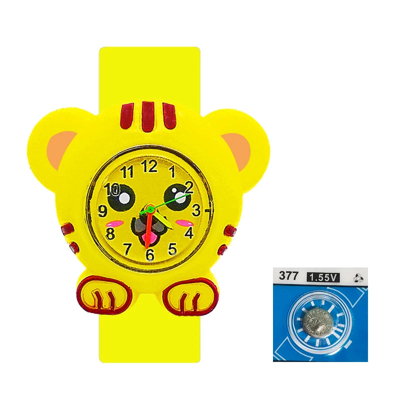 Cartoon Children Watches Baby Study Look The Time Toy Bracelet Kids Slap Watch for Boys Girls Birthday and Christmas Gift Clock