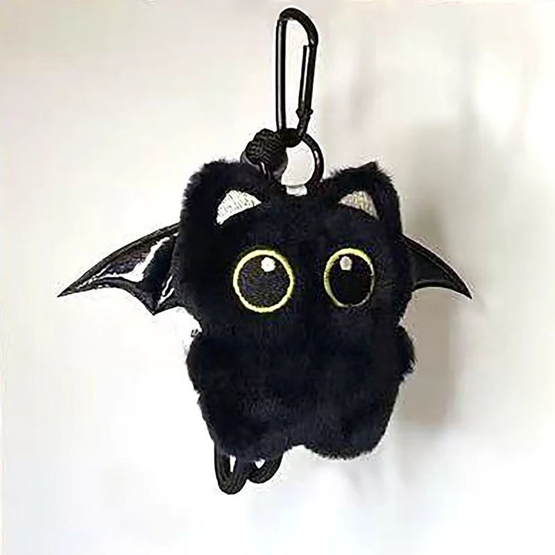 Cute Black Cat Plush Toy Keychain, Cartoon Kitten, Soft Stuffed Doll Pendant, Car Key, Backpack, Bag Decoration