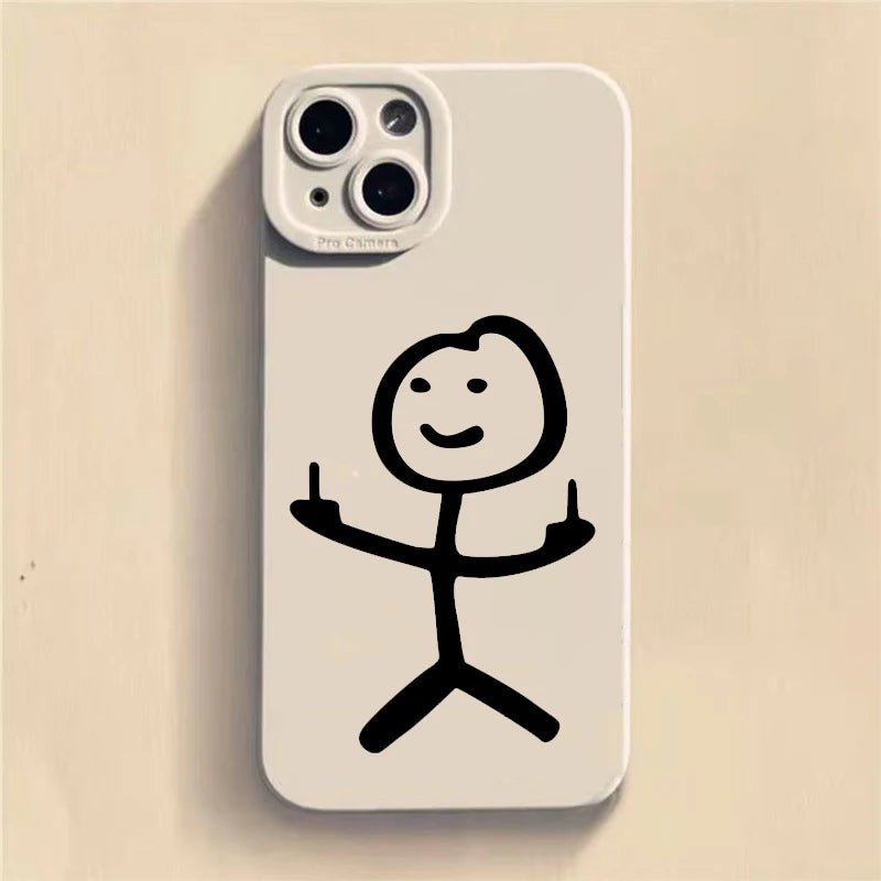 Cute Cartoon Matchman Matte Silicone Phone Case For iPhone 18 16 11 12 13 14 15 17 Pro Max XR XS X 7 8 Plus 16E Soft Back Cover