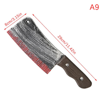 Decorative Bloody Axe Realistic Looking Plastic Halloween Fake Machetes Statue Sickle Knife Horror Cosplay Arm Prop For Home