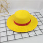 Brdwn Unisex Flat Straw Hat Neck String Cosplay Japanese Cartoon Props Hat