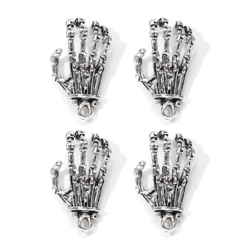5pcs New Halloween Hand Alloy Charms 3D Big Skull Palm Pendants For Making Handmade DIY Findings Accessories Necklace Jewelry