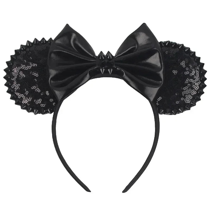 Disney leather Bat Bows Mickey Mouse Ear Headband for Adults Halloween Headwear Women Girls Cosplay Ghost Party Hair Accessories